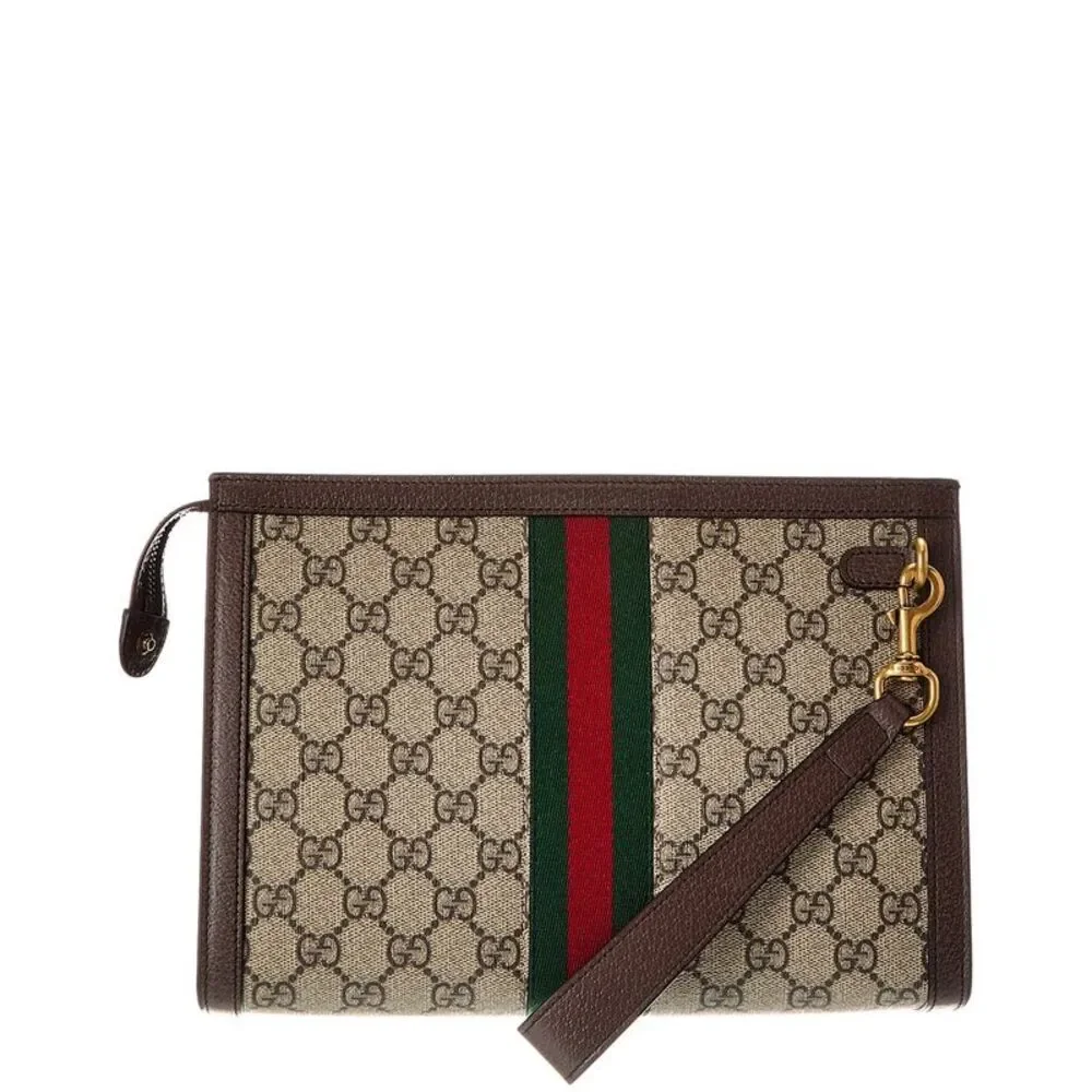 Gucci Ophidia Small Gg Supreme Canvas & Leather Pouch, Brown - Picture 2 of 3